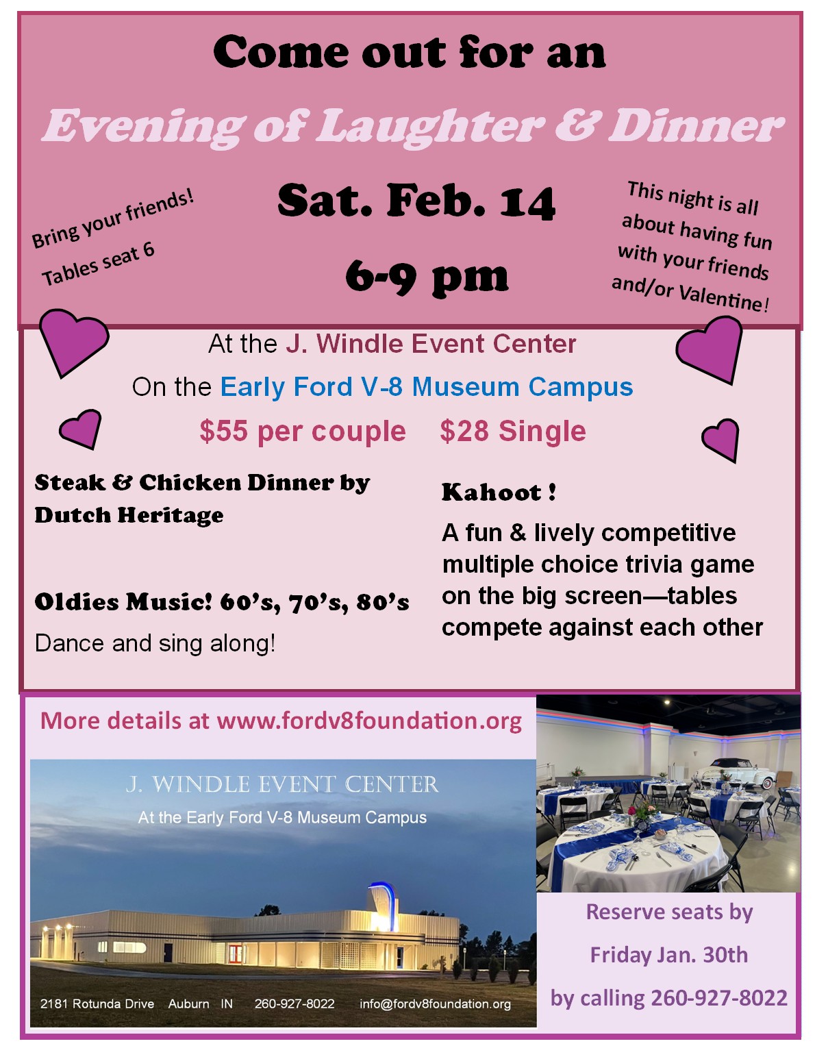 JOIN US FOR AN EVENING OF LAUGHTER & DINNER FEB 14 !
