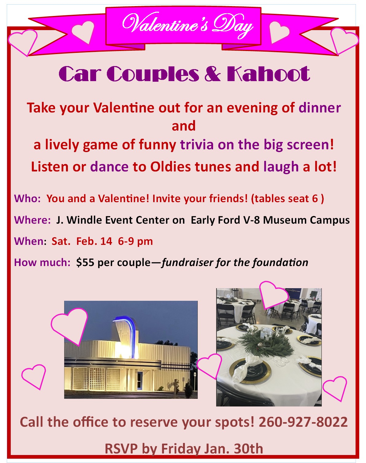Bring Your Valentine to Our Valentine Dinner! 